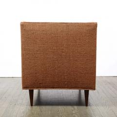 Mid Century Channel Back Armchair W Ebonized Walnut Legs Marmalade Upholstery - 2551154