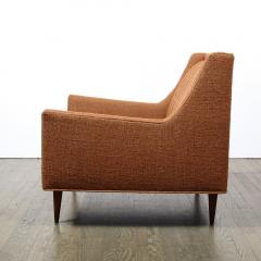 Mid Century Channel Back Armchair W Ebonized Walnut Legs Marmalade Upholstery - 2551155