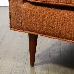 Mid Century Channel Back Armchair W Ebonized Walnut Legs Marmalade Upholstery - 2551156