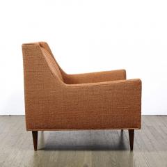 Mid Century Channel Back Armchair W Ebonized Walnut Legs Marmalade Upholstery - 2551168