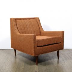 Mid Century Channel Back Armchair W Ebonized Walnut Legs Marmalade Upholstery - 2551172