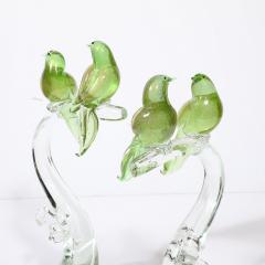 Mid Century Chartreuse Transparent Hand Blown Murano Glass Bird Sculptures - 3752120