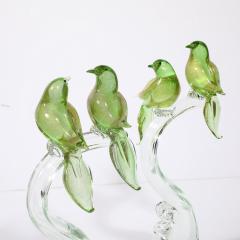 Mid Century Chartreuse Transparent Hand Blown Murano Glass Bird Sculptures - 3752123