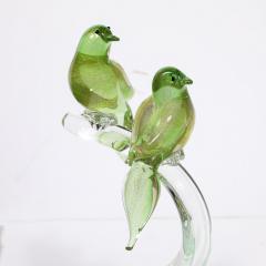 Mid Century Chartreuse Transparent Hand Blown Murano Glass Bird Sculptures - 3752180