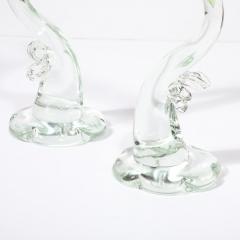 Mid Century Chartreuse Transparent Hand Blown Murano Glass Bird Sculptures - 3752181