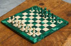 Mid Century Chess Set in Malachite and Brass 1960s - 4394828