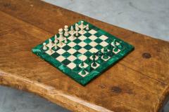 Mid Century Chess Set in Malachite and Brass 1960s - 4395011