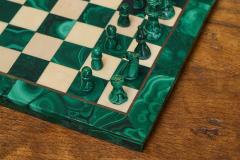 Mid Century Chess Set in Malachite and Brass 1960s - 4395022