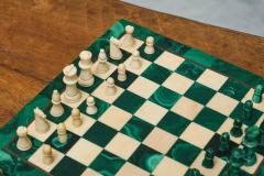 Mid Century Chess Set in Malachite and Brass 1960s - 4395023