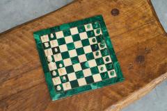 Mid Century Chess Set in Malachite and Brass 1960s - 4395031