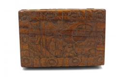Mid Century Chinese Wooden Scenic Design Carved Hinge Top Box - 4670040