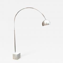 Mid Century Chrome Arc Floor Lamp with Carrara marble base Italy 1960s - 1003718