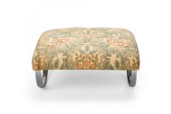 Mid Century Chrome Frame Upholstered Top Rocking Ottoman - 4661907