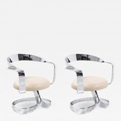 Mid Century Chrome Ribbon Style Swivel Lounge Chairs - 2228889