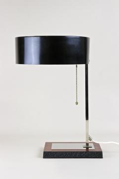 Mid Century Chromed Table Lamp With Black Metal Lamp Shade Austria circa 1950 - 3362112