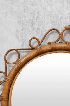 Mid Century Circular Rattan Mirror With Handwoven Thin Patterns - 3737253