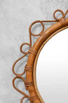 Mid Century Circular Rattan Mirror With Handwoven Thin Patterns - 3737255