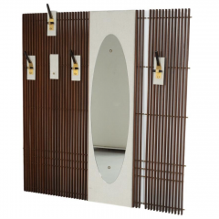 Mid Century Coat Rack with Integrated Mirror Italy 1970s - 4373604
