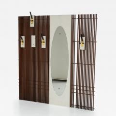 Mid Century Coat Rack with Integrated Mirror Italy 1970s - 4374607