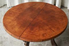 Mid Century Coffee Table in Solid Wood and Patinated Cognac Leather - 4528596