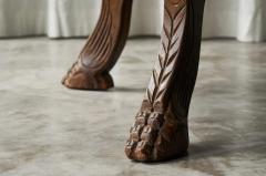 Mid Century Coffee Table in Solid Wood and Patinated Cognac Leather - 4528635