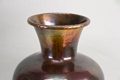 Mid Century Copper Floor Vase Iridescent Glazed Handforged AT circa 1970 - 3324942