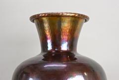 Mid Century Copper Floor Vase Iridescent Glazed Handforged AT circa 1970 - 3324947