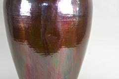Mid Century Copper Floor Vase Iridescent Glazed Handforged AT circa 1970 - 3324949