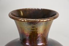 Mid Century Copper Floor Vase Iridescent Glazed Handforged AT circa 1970 - 3324950