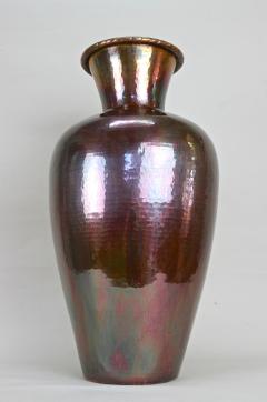 Mid Century Copper Floor Vase Iridescent Glazed Handforged AT circa 1970 - 3324951