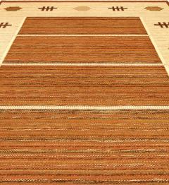 Mid Century Cream and Brown Swedish Wool Rug by Aina Ka nge - 2439841