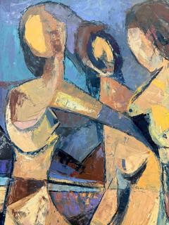 Mid Century Cubist Abstract Female Nudes Oil Painting by Andr Poirson - 4611504