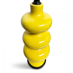 Mid Century Curvaceous Ceramic Large Bright Yellow Table Lamps a Pair - 2518335