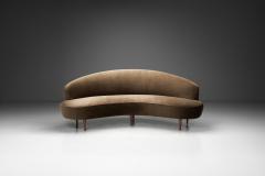 Mid Century Curved Italian Sofa Upholstered in Mohair Italy ca 1950s - 4294772
