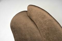 Mid Century Curved Italian Sofa Upholstered in Mohair Italy ca 1950s - 4294777