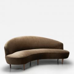 Mid Century Curved Italian Sofa Upholstered in Mohair Italy ca 1950s - 4296979