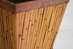 Mid Century Cut Bamboo and Wood Planter Jardiniere - 3686909