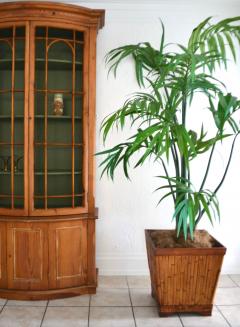 Mid Century Cut Bamboo and Wood Planter Jardiniere - 3686914