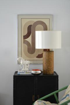 Mid Century Cylindrical Form Cork Table Lamp - 1498955