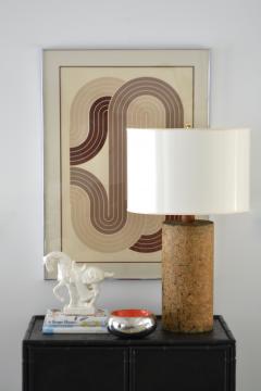 Mid Century Cylindrical Form Cork Table Lamp - 1498964