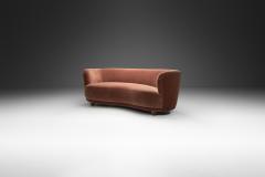 Mid Century Danish Banana Sofa Upholstered in Velour Denmark ca 1940s - 2698062