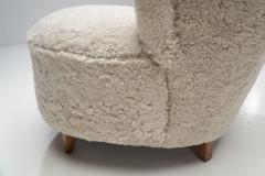 Mid Century Danish Cabinetmaker Lounge Chairs in Sheepskin Denmark ca 1950s - 1951958