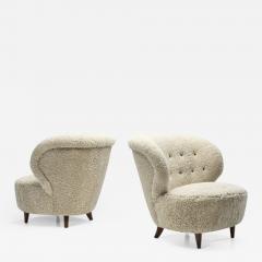 Mid Century Danish Lounge Chairs in Sheepskin Denmark 1950s - 2331873
