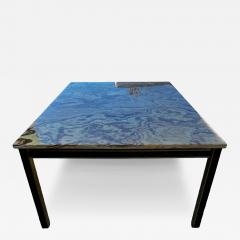 Mid Century Danish Marble Top Coffee Table with Walnut and Brass Trim Base - 4521914