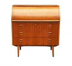 Mid Century Danish Modern Roll Top Desk or Dresser in Teak Wood with Cabinet - 3716275