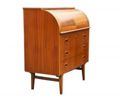 Mid Century Danish Modern Roll Top Desk or Dresser in Teak Wood with Cabinet - 3716286