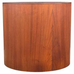 Mid Century Danish Modern Round Circular Teak Drum Table as Side or Coffee Table - 3433170