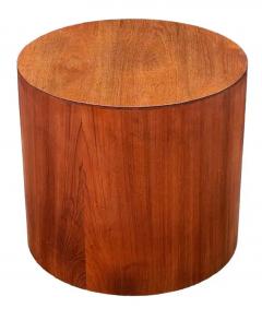 Mid Century Danish Modern Round Circular Teak Drum Table as Side or Coffee Table - 3433173