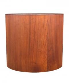 Mid Century Danish Modern Round Circular Teak Drum Table as Side or Coffee Table - 3433174
