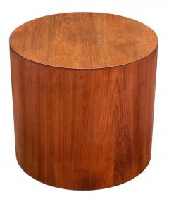 Mid Century Danish Modern Round Circular Teak Drum Table as Side or Coffee Table - 3433178